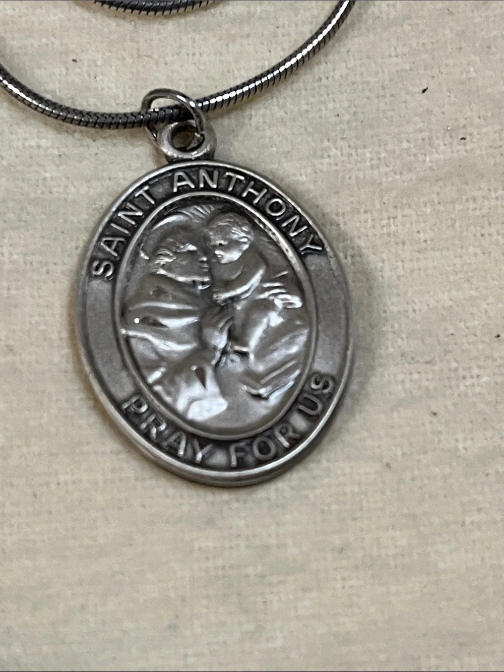 Saint Anthony Devotional Pendant Necklace in 925 Sterling silver Italy